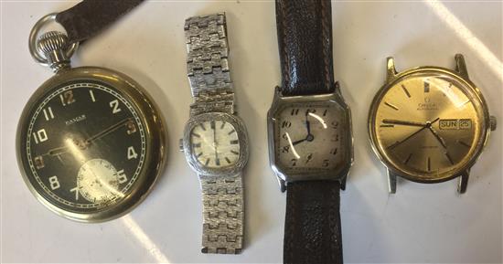 3 wristwatches & pocket watch